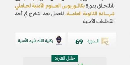 الخميس المقبل.. فتح القبول للالتحاق بدورة بكالوريوس العلوم الأمنية لحاملي الثانوية العامة بكلية الملك فهد - هرم مصر