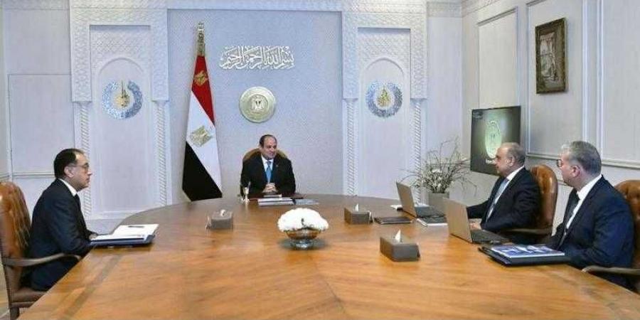الرئيس السيسي يجتمع مع رئيس الوزراء ووزير الكهرباء - هرم مصر