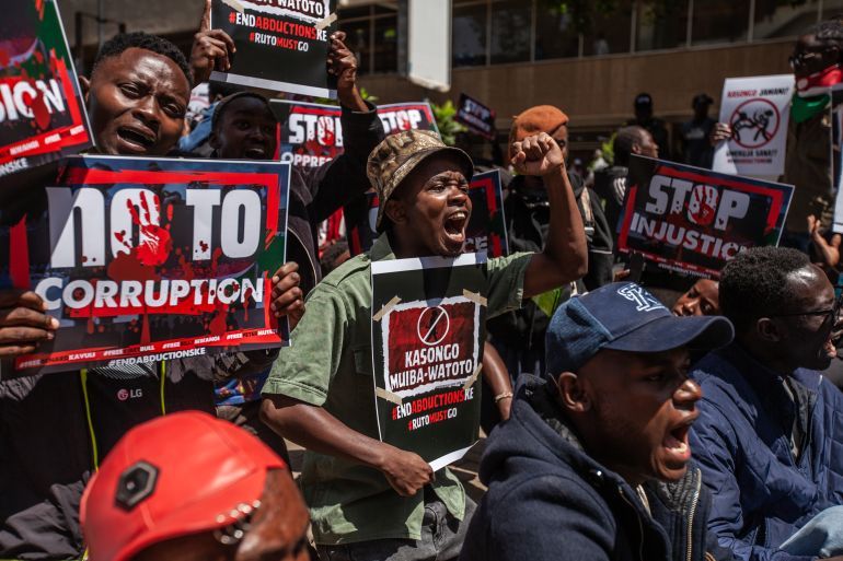 Protest in Kenya over alleged abductions- - NAIROBI, KENYA - DECEMBER 30: Kenyans gather to protest against the alleged abduction or disappearance of those critical of President William Ruto and the government in Nairobi, Kenya on December 30, 2024. Human rights groups report that dozens of Kenyans have been abducted in recent months, attributing the extrajudicial detentions to Kenya's police and intelligence agencies. Participants carried banners reading