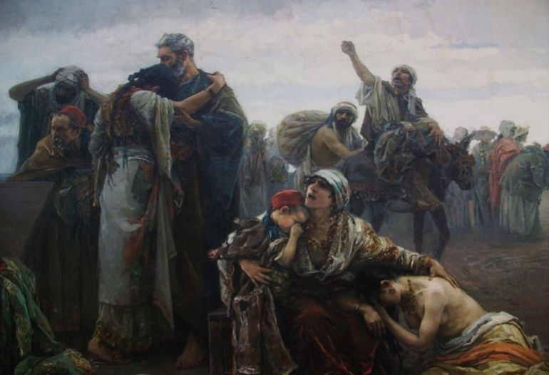 لوحة تهجير الموريسكيين لغابريال بويج رودا 1894 / متحف كاستالو للفنون الجميلة commons.wikimedia.org