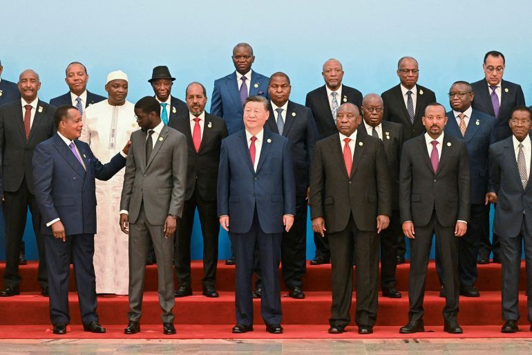 China’s President Xi Jinping (C) and African leaders stand for a group photo during the Forum on China-Africa Cooperation (FOCAC) summit at the Great Hall of the People in Beijing on September 5, 2024. ADEK BERRY/Pool via REUTERS REFILE - QUALITY REPEAT