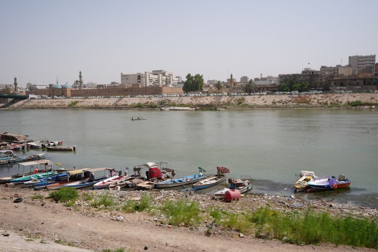 BAGHDAD, IRAQ - JUNE 4: A view of the Tigris River, photographed on June 4, 2025, where pollution drew attention on World Environment Day, June 5, in Baghdad, Iraq. The discharge of sewage into the river and the accumulation of plastic waste along its banks pose a serious threat to the environment. (Photo by Murtadha Al-Sudani/Anadolu via Getty Images)
