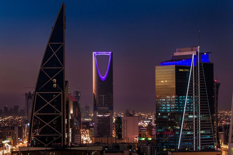 Sunset reflection on Riyadh Towers