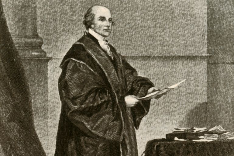 Portrait of John Jay in his robes as First Chief Justice of the United States', circa 1780, (1937). John Jay (1745-1829) American statesman, patriot, diplomat and founding Father of the United States. From
