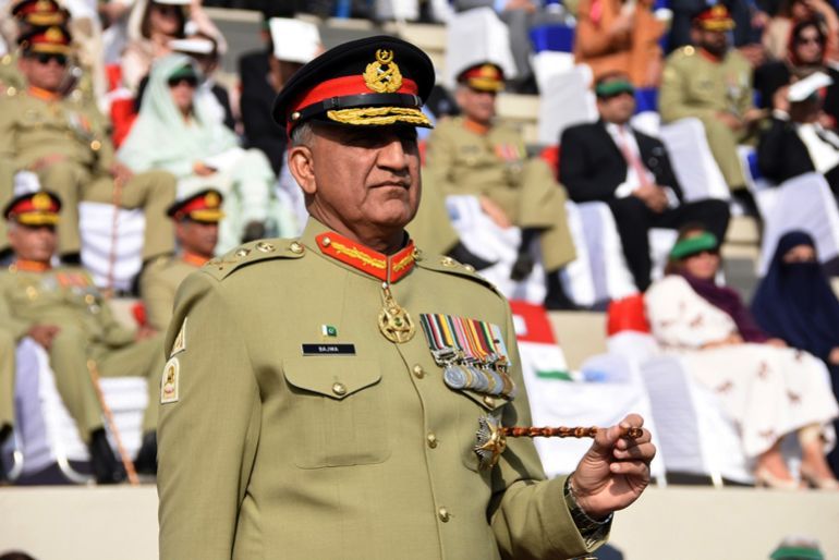 FILE -- In this Nov. 29, 2016 file photo released by Inter Services Public Relations, the public relations arm of the Pakistani army, Pakistani Army Chief Gen. Qamar Javed Bajwa attends the Change of Command ceremony in Rawalpindi, Pakistan. Bajwa says he received a phone call from the head of U.S. Central Command, Gen. Joseph Vogel, offering assurances that the United States would not unilaterally hit targets inside Pakistan. (Inter Services Public Relations via AP)