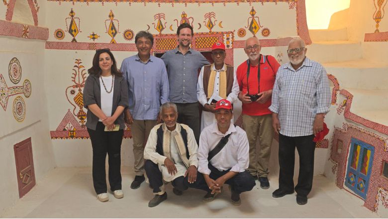 Core team at the visiting centre at the Old Town of Ghadames rehabilitated and created by MaLiCH project (April 2025).