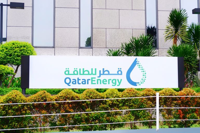 Jakarta - February 09,2024: QatarEnergy logo on signboard. formerly Qatar Petroleum (QP),s a state owned petroleum company of Qatar. QatarEnergy was the fifth largest gas company in the world.; Shutterstock ID 2423241713; purchase_order: aljazeera ; job: ; client: ; other: