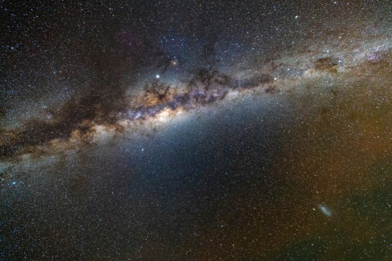A view of the Milky Way from the southern hemisphere with the Magellan Clouds galaxy companions and millions of stars around the night sky just amazing. Chile Nightskies