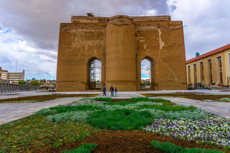 Arg of Tabriz, Tabriz/iran-April 24, 2019: The Arch of Tabriz is remnants of a big unfinished 14th century mausoleum and a 19th century military compound in city center of Tabriz, Iran.
