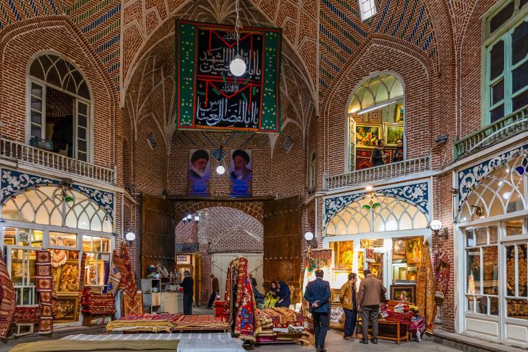 Tabriz, Iran-October 31, 2019: Historical Grand Bazaar of Tabriz, the largest covered market in the world, in Tabriz, East Azerbaijan Province, Iran. UNESCO World Heritage. Tourist attraction.