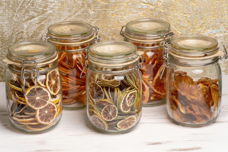 Dried Fruits in Glass Jars