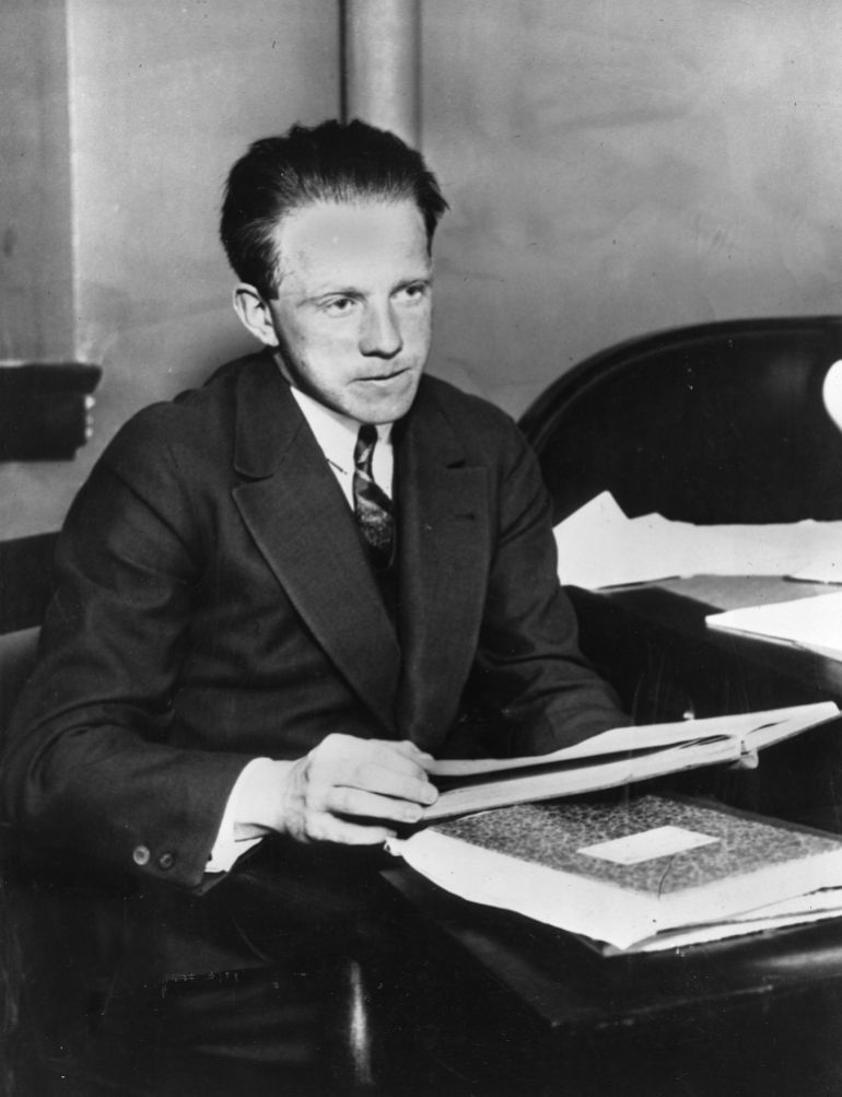 Dr. Werner Heisenberg, of Leipzig University, Germany, who was awarded the 1932 Nobel Prize for Physics, is shown in Nov. 1933. Heisenberg won for his theory of quantum mechanics and the applications of it, which led to the discovery of allotropic forms of hydrogen. (AP Photo)