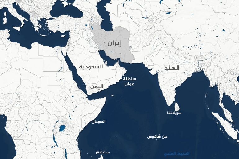 تصميم خاص - خريطة إيران وجزر شاغوس