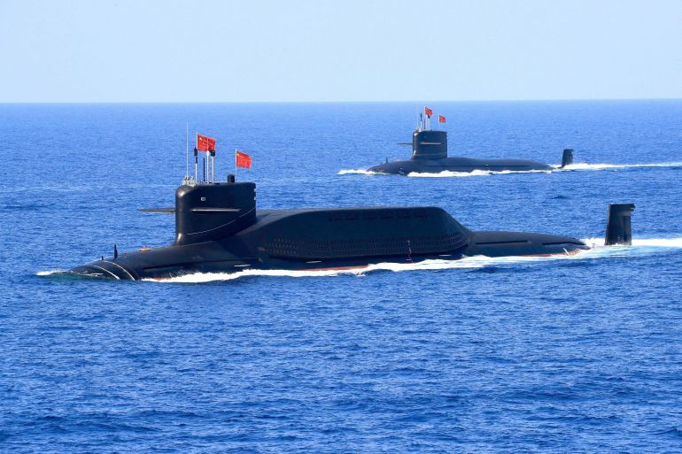 A nuclear-powered Type 094A Jin-class ballistic missile submarine of the Chinese People's Liberation Army (PLA) Navy is seen during a military display in the South China Sea April 12, 2018. Picture taken April 12, 2018. To match Special Report CHINA-ARMY/NUCLEAR REUTERS/Stringer ATTENTION EDITORS - THIS IMAGE WAS PROVIDED BY A THIRD PARTY. CHINA OUT.