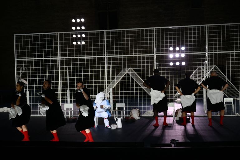 Actors perform in