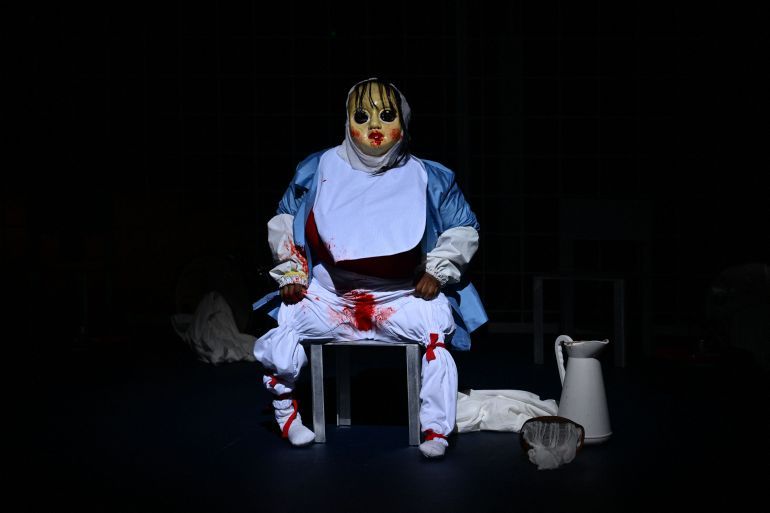 An actor performs in