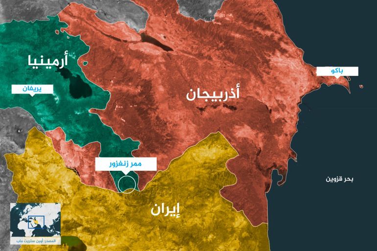 يفصل ممر زنغزور التابع لأرمينيا حاليا بين أراضي أذربيجان ومقاطعة نخجوان الأذرية المتمتعة بالحكم الذاتي