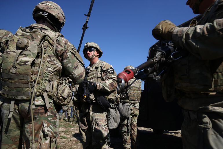 YEOJU-GUN, SOUTH KOREA - OCTOBER 19: U.S. soldiers participate in a river crossing exercise with South Korean soldiers on October 19, 2022 in Yeoju, South Korea. North Korea's military said Wednesday it fired artillery shots overnight into maritime buffer zones near the inter-Korean border as a