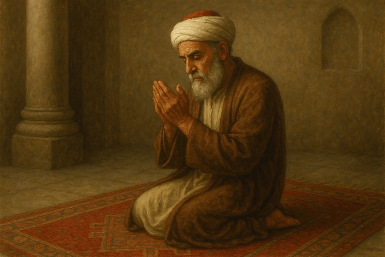 صورة مولدة بالذكاء الاصطناعي للشيخ محمد البديري، واسمه محمد بن بدير، واشتهر بابن حبيش الشافعي المقدسي