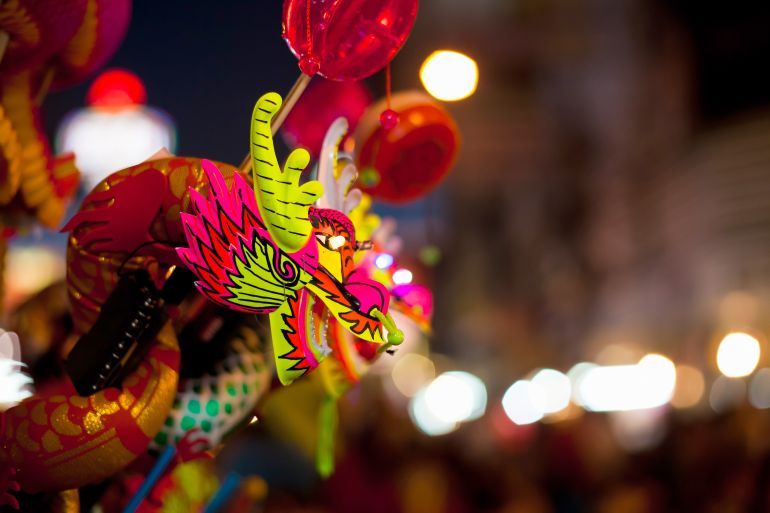 Paper dragon in Bangkok Chinatown during the Chinese New Year Festival.