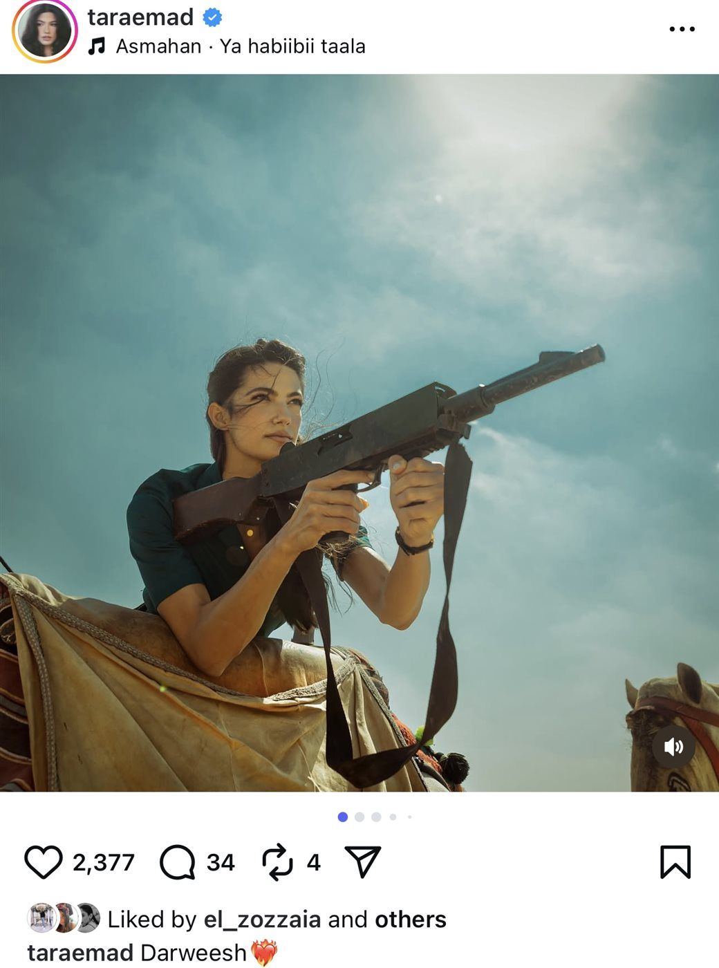 تارا عماد تشارك جمهورها صور من كواليس فيلم “درويش