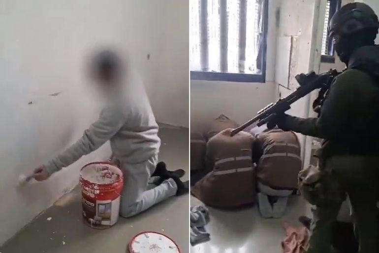 بن غفير يشارك فيديو يظهر حراس سجن النقب الإسرائيلي وهم يقتحمون زنازين أسرى فلسطينيين ويجبرونهم بالسلاح على الركوع وطلاء الجدران منصة اكس - @itamarbengvir