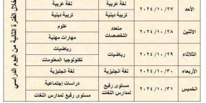 جداول امتحانات شهر أكتوبر للعام الدراسي ٢٠٢٥/٢٠٢٤ محافظة القاهرة