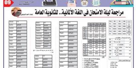 مراجعة ليلة الامتحان في اللغة الألمانية للثانوية العامة 2025 - هرم مصر