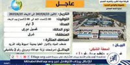 "لمدة ثلاثة أيام "ضعف المياه بالأدوار العليا عن حى شرق أسيوط - هرم مصر