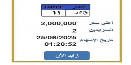 سعرها وصل 2 مليون جنيه.. التزايد يشتعل على لوحة سيارة مميزة| اعرف الخطوات - هرم مصر