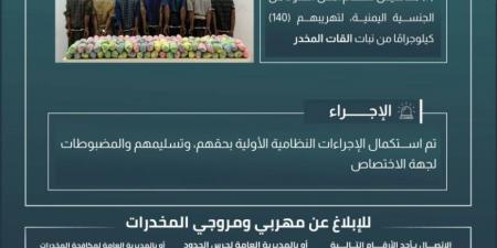 حرس الحدود بجازان يقبض على 7 مخالفين لنظام أمن الحدود لتهريبهم (140) كيلوجرامًا من نبات القات المخدر - هرم مصر