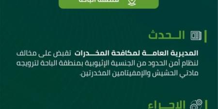 مكافحة المخدرات تقبض على مخالف لنظام أمن الحدود بالباحة لترويجه مادتي الحشيش والإمفيتامين المخدرتين - هرم مصر