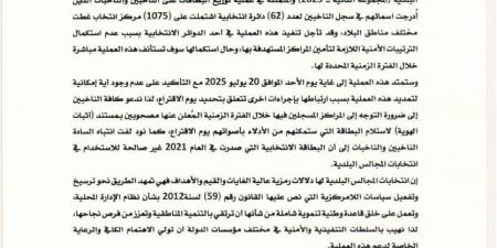 المفوضية العليا تطلق توزيع بطاقات ناخبي انتخابات المجالس البلدية في 62 دائرة - هرم مصر