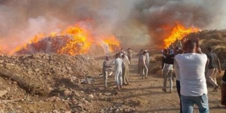 اندلاع حريق هائل بشونة كتان بزفتي.. والدفع بـ 9 سيارات إطفاء - هرم مصر