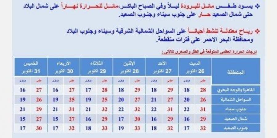 احذروا التقلبات الجوية.. الأرصاد تكشف حالة الطقس خلال الأسبوع المقبل