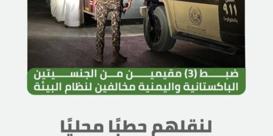 ضبط (3) مقيمين لنقلهم حطبًا محليًا في منطقة الرياض