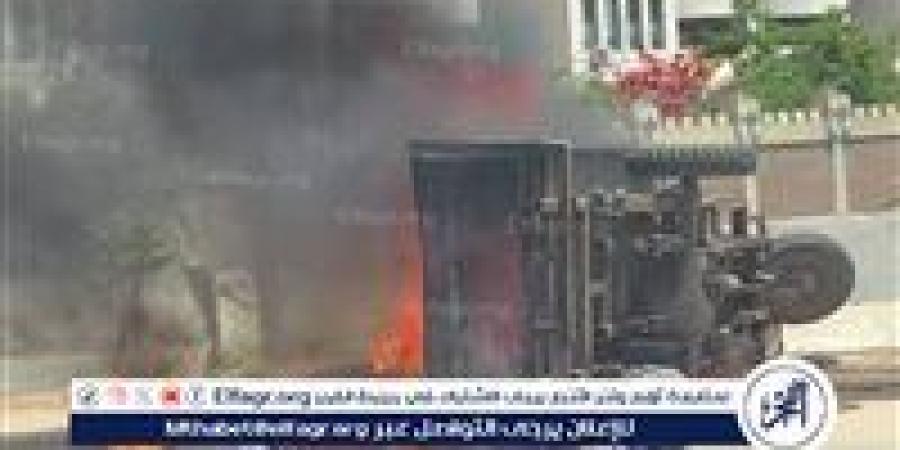 السيطرة علي حريق في تروسيكل محمل بالأنانبيب في المنصورة بالدقهلية - هرم مصر