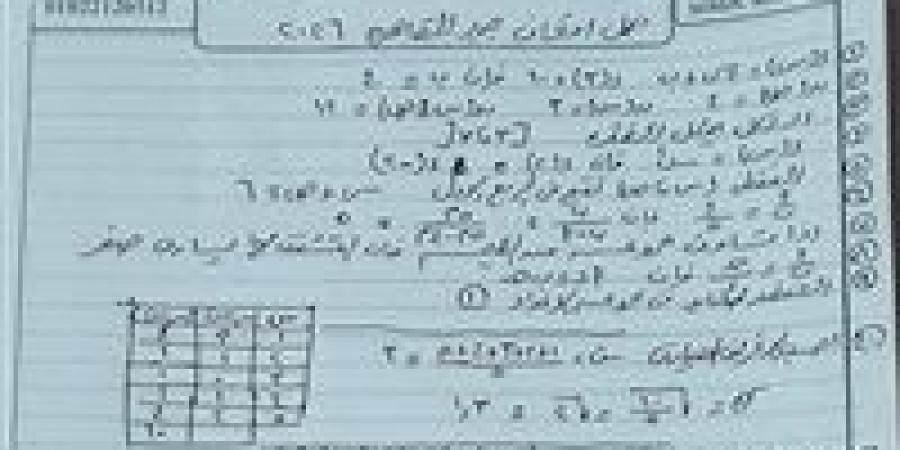 حل امتحان الجبر للشهادة الإعدادية 2026 الترم الأول بالقاهرة.. راجع إجاباتك الآن - جريدة هرم مصر