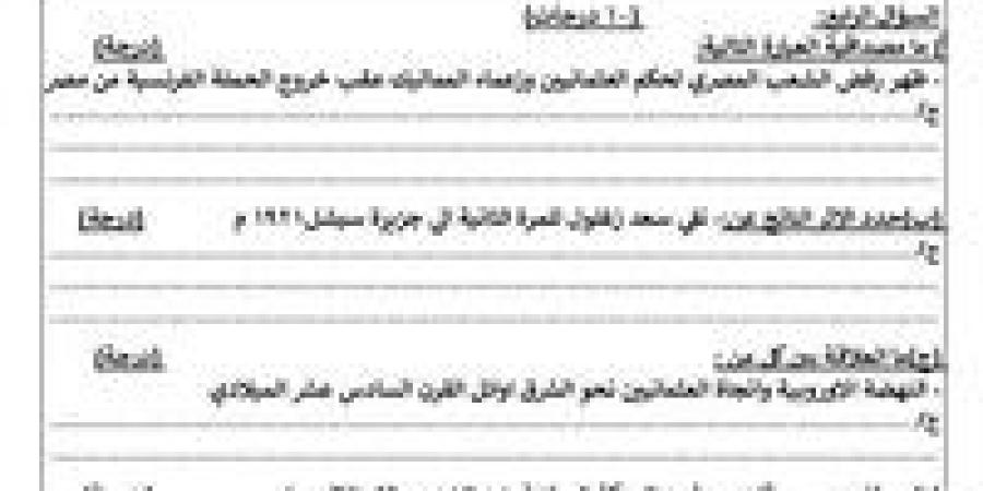 نموذج امتحان الدراسات الاجتماعية للشهادة الإعدادية 2026.. متاح الآن - جريدة هرم مصر