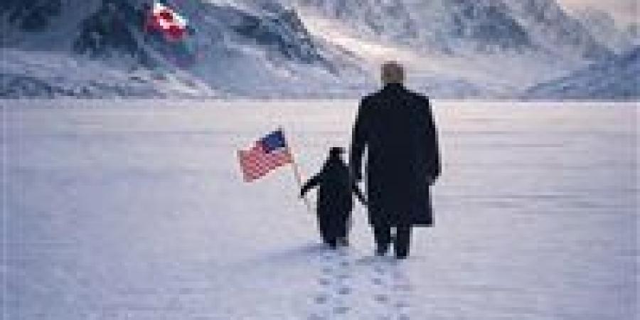 «ترامب وبطريق في جرينلاند».. البيت الأبيض ينشر صورة غريبة تثير ضجة واسعة - جريدة هرم مصر